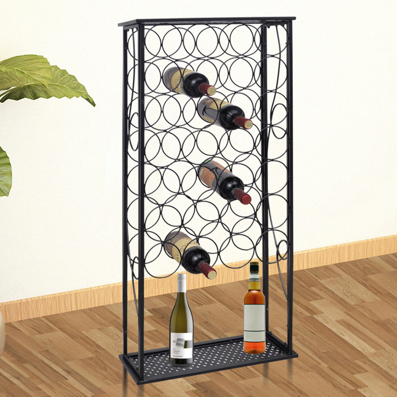 Ebern Designs 28 Bottle Floor Wine Bottle Rack in Black & Reviews Wayfair